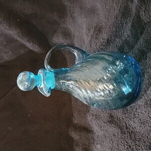Vintage mid century handblown teal glass